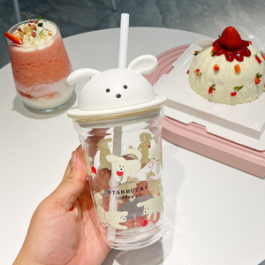 星巴克杯子小狗吸管杯咖啡杯耐热水杯董大叔好39.