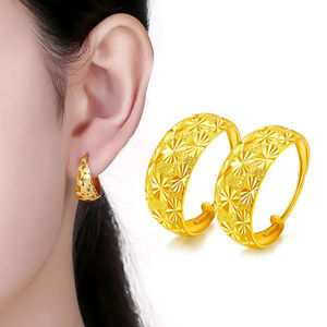 老凤祥和9999真金耳环女金珠耳圈耳坠耳钉足金满天星耳环送礼