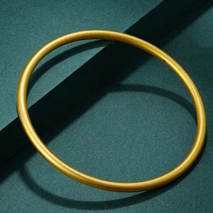 周六福古法黄金传承手镯999千足金三生三世素金女式24k金镯子送礼