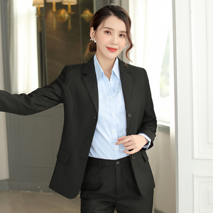 大学生面试职业装藏青三扣西服西装气质外套正装女套装工作服黑色