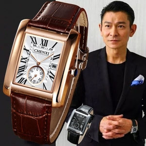 男士手表四方男士长方形男表商务休闲防水日历石英表