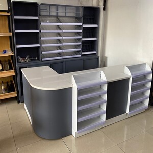 美宜佳同款收银台超市便利店烟酒柜组合转角文具烤漆大理石吧台柜