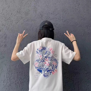 2022款中国李宁男女运动薄款国潮大logo休闲圆领樱花龙王短袖t恤