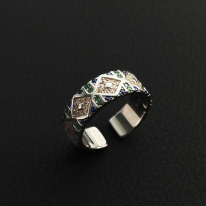 s925纯银天使之眼炫彩锆石戒指时尚个性高级感轻奢小众设计开口戒