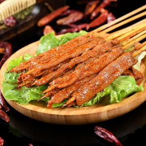 马上噜烧烤食材特色菜品烤牛肉串半成品新鲜腌制麻辣牛里脊肉10串