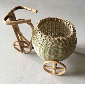 手工编制竹编收纳筐水果筐插花篮三轮花车酒店上菜盘创意餐具