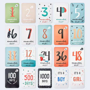 ins婴儿月龄拍照卡片宝宝出生月份成长百天周岁纪念拍照装饰道具