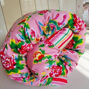 老式手工棉被八十年代东北大花被子被套加手工缝制被芯易拆洗纯棉