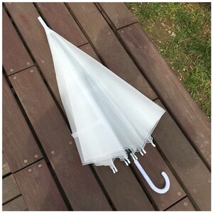 小白伞防晒磨砂透明雨伞直柄伞小清新男女学生手绘定制印字自动伞