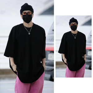 王嘉尔同款春夏款黑色宽松休闲欧美简约短袖男女t恤上衣潮流纯色