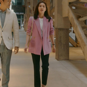 法代流金岁月蒋南孙刘诗诗明星同款女装粉色西装外套黑色裤子套装