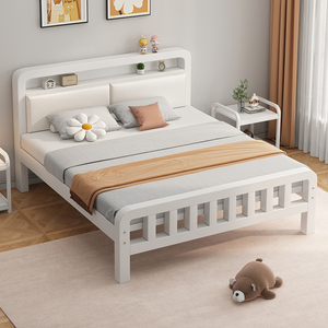 铁艺床双人床现代简约家用主卧不锈钢铁架床加固加厚1.5m单人铁床