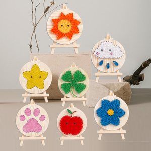 圆形钉子绕线画简单diy手工制作包亲子练手团体活动创意编织教学