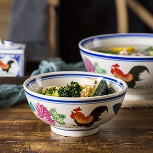 慕杰正品怀旧复古tvb公鸡碗6寸景德镇老式鸡公碗80年代家用陶瓷斗