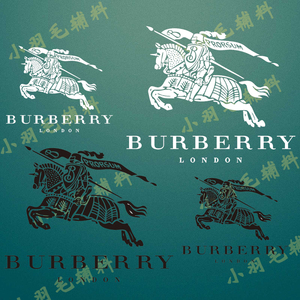 潮牌巴宝莉burberry热转印烫画贴黑白色大小号图案反光银色烫印贴