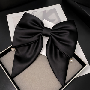 f8黑色大蝴蝶结头饰超大头花2022年新款发卡网红夏天发饰一字夹