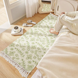 地毯卧室花朵床边毯家用少女房间隔音减震毯白茶清欢60*150cm