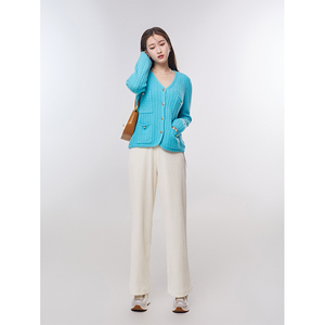 another home羊毛衫女士开襟冬季加厚短款针织羊绒衫毛衣