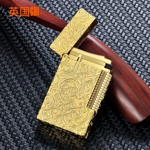 英国gbi大船朗声打火机男士商务高档充气金属纯铜侧滑砂轮打火机