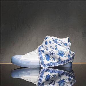 男鞋张艺兴同款青花瓷帆布鞋男高帮中国风板鞋子男潮鞋明星同款鞋