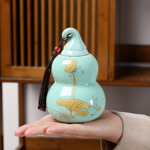 新中式招财小葫芦陶瓷罐创意摆件家居饰品客厅玄关茶室桌面装饰品