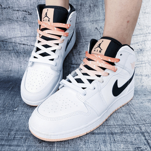 适配air jordan 1 mid gs北极橙浅粉色渐变扎染字母夜光aj1鞋带