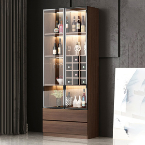 玻璃门酒柜现代简约客厅靠墙展示柜轻奢高端实木家用小型储物柜子