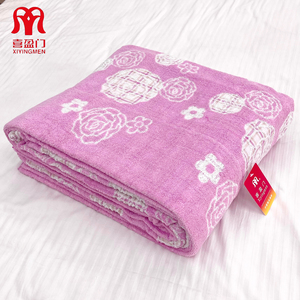 喜盈门纯棉毛巾被双人老式怀旧夏季柔软加厚盖毯毛巾毯子全棉毛圈