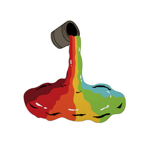 彩虹油漆桶地毯墙贴卧室床边异形防滑地垫立体创意搞怪家居装饰