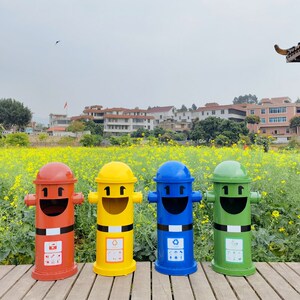 大号卡通垃圾桶带盖幼儿园儿童室外消防栓创意分类户外商用垃圾箱