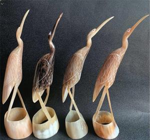 梳牛角艺品工牛角仙鹤刻牛角摆件ilq装饰品牛角装饰雕品牛角子