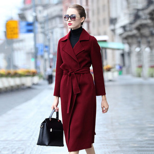 红色双面羊绒大衣女2023年秋冬季新款中长款高端欧美经典毛呢外套