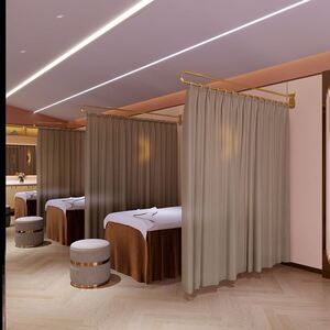 挂饰美容院拉帘窗帘帘拉帘会所养生馆断帘门帘足疗卧室纹绣型长杆