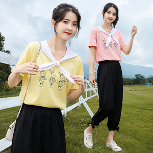 初中生夏季套装女学生小清新2022新款夏装宽松少女时尚休闲两件套