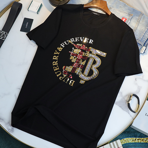 欧洲站短袖t恤男tb字母马图案名牌男士高端纯棉奢华大气夏季男装