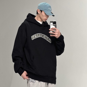 酷男孩cool boy美式复古刺绣连帽套头宽松圆领休闲字母卫衣潮牌春