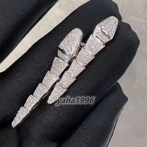 宝格丽bvlgari蛇骨蛇形镶钻满钻耳钉女18k玫瑰金白金小蛮腰耳环