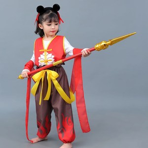 红孩儿演出服红缨枪儿童乾坤圈混天绫哪吒闹海衣服幼儿园舞蹈表演