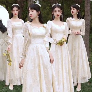 香槟色伴娘服2022新款秋冬季日常可穿婚礼姐妹团礼服裙女冬天长袖