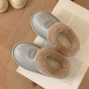 冬季居家外穿保暖防滑防水月子鞋韩版时尚创意卡通小熊棉拖鞋男女