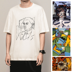 极学式 西班牙画家胡安格里斯t恤立体主义油画短袖艺术家绘画衣服