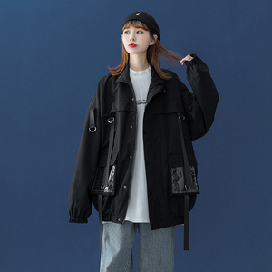 工装外套女嘻哈潮ins酷帅气春秋薄款小个子韩版宽松大码短款夹克