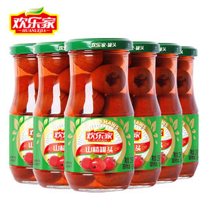 官方正品欢乐家山楂黄桃罐头256gX4罐6罐组合混搭水果罐头整箱