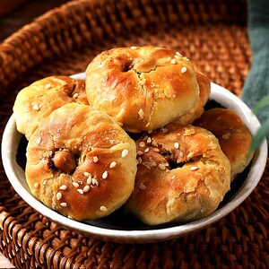 黄山烧饼安徽黄山特产徽州美食梅干菜扣肉小烧饼6包60个包邮