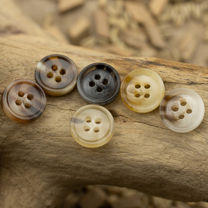 复古米黄色衬衫纽扣圆形四眼黑灰色红褐色棉麻衬衣钮扣polo扣子