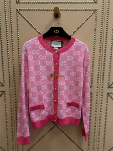 意大利直邮代购gucci/古驰春双g提花羊毛混纺针织开衫毛衣外套女