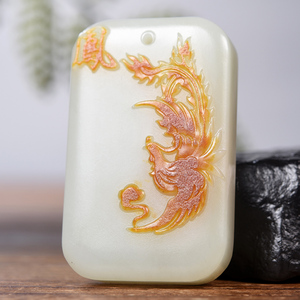 玉雕大师学甲新疆和田玉籽料凤凰吊坠 吉祥如意玉石玉牌富贵48克