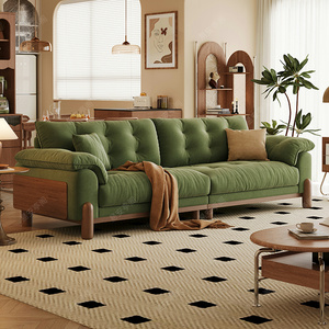 易安亭阁北欧原木风云朵沙发日式直排小户型布艺沙发客厅实木沙发