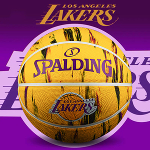 正品斯伯丁篮球湖人队徽系列生日礼物室外水泥地耐磨七7号84-095y