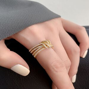 时尚个性微镶皓石戒指小众设计轻奢开口食指指环2021年新款潮女夏